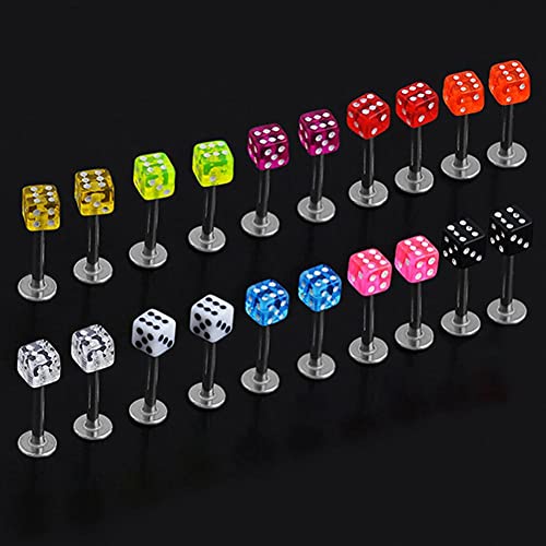 20pcs Color Mixto Cube Dice Dice Lip Orientes Tiendos Anillos Trágulo De La Pierno De La Pierna del Cuerpo De Labret