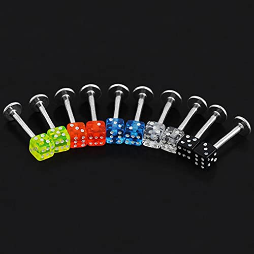 20pcs Color Mixto Cube Dice Dice Lip Orientes Tiendos Anillos Trágulo De La Pierno De La Pierna del Cuerpo De Labret