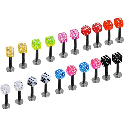 20pcs Color Mixto Cube Dice Dice Lip Orientes Tiendos Anillos Trágulo De La Pierno De La Pierna del Cuerpo De Labret