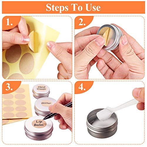 24pcs Tarros de Aluminio vacío, Vacíos Recipiente de cosmética Tarros Pequeños Viajes con Etiquetas y Mini espátula, Lata Aluminio Redonda para Crema, loción, Máscaras, Bálsamo Labial, Velas (5 ml)