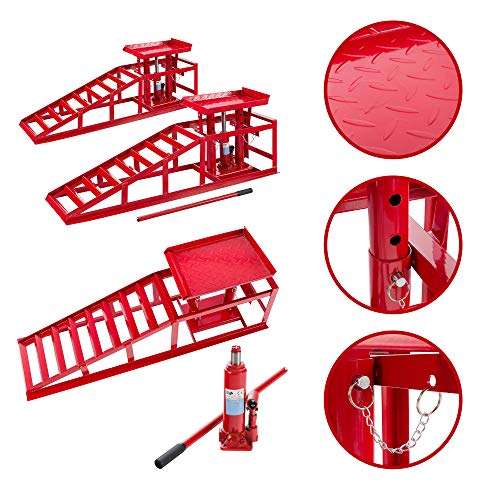2x AREBOS Rampa de Acceso Para Vehículos | Altura Ajustable Rampa Jack de Carga