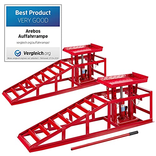 2x AREBOS Rampa de Acceso Para Vehículos | Altura Ajustable Rampa Jack de Carga