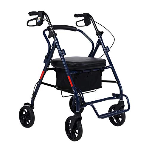 3 En 1 Andador Plegable para Personas Mayores, Rollator Ligero De Acero De 4 Ruedas con Freno Y Asiento De Esponja, Soporta hasta 120 Kg