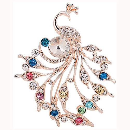 3 Piezas Broche de Cristal En Forma de Animal, Juego de Broches de Animales para Mujeres, Broche de Pavo Real de Libélula de Búho, Broche De Ropa para Mujeres y Niñas, Regalos De Fiesta