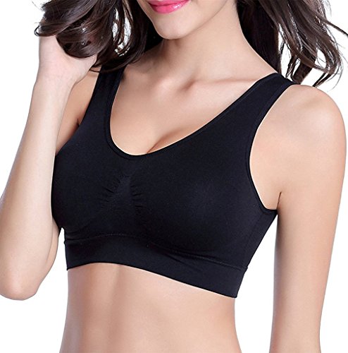 3 Piezas Sujetador Deportivo para Mujeres Sin Costuras Yoga Racerback Top con Almohadillas Extraíbles Ultimate Corriendo Gimnasio Ropa (4XL: 46/48, Desnudo&Negro&Blanco)