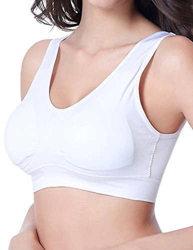 3 Piezas Sujetador Deportivo para Mujeres Sin Costuras Yoga Racerback Top con Almohadillas Extraíbles Ultimate Corriendo Gimnasio Ropa (4XL: 46/48, Desnudo&Negro&Blanco)