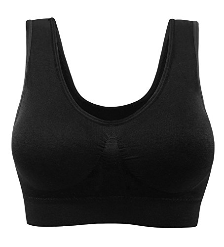 3 Piezas Sujetador Deportivo para Mujeres Sin Costuras Yoga Racerback Top con Almohadillas Extraíbles Ultimate Corriendo Gimnasio Ropa (4XL: 46/48, Desnudo&Negro&Blanco)