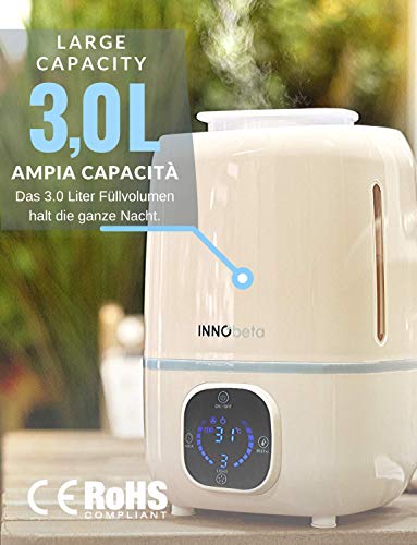 3,0L Humidificador Ultrasónica Bebé Silencioso, Boquilla 360° con Aromaterapia Difusor, Apagado Automático, para Hogar, Habitación para Bebés, Dormitorio, con Control Remoto y Higrómetro – Fountain