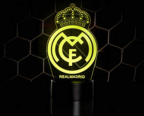 3D LAMPARAS Oficial Escudo del Real Madrid CF Lámpara Original Accesorios de 2019-2020 y Mejor Regalo para Bebe niño Kids Hombre Mujer Mejor Decoracion