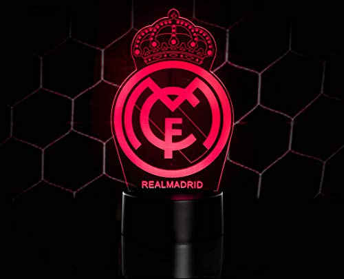 3D LAMPARAS Oficial Escudo del Real Madrid CF Lámpara Original Accesorios de 2019-2020 y Mejor Regalo para Bebe niño Kids Hombre Mujer Mejor Decoracion