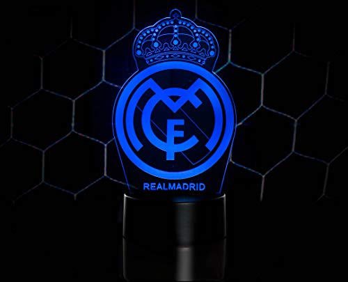 3D LAMPARAS Oficial Escudo del Real Madrid CF Lámpara Original Accesorios de 2019-2020 y Mejor Regalo para Bebe niño Kids Hombre Mujer Mejor Decoracion