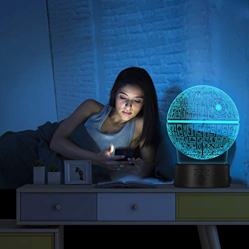 3D LED Star Wars Luz de noche, Lámpara de ilusión Death Star + R2-D2 + Millennium Falcon, Tres patrones y 16 colores Lámpara de decoración Cambio - Regalo perfectos para niño - 3 paquete