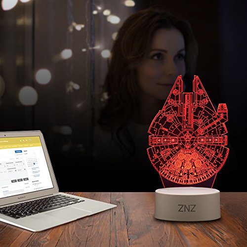 3D LED Star Wars Luz de noche, Lámpara de ilusión Death Star + R2-D2 + Millennium Falcon, Tres patrones y 16 colores Lámpara de decoración Cambio - Regalo perfectos para niño - 3 paquete