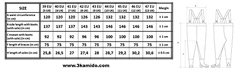 3Kamido® - Vadeadores de Pesca Classic, Serie 680, Estándar, Vadeadores Pantalones de Pesca. Color: Negro y Verde (Negro, 40)