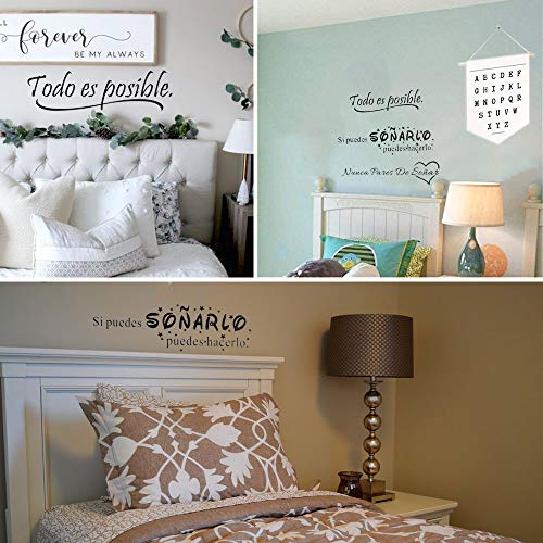 3pcs Pegatinas Pared Vinilos Frases Motivadoras Citas Inspiradoras Español Letras Stickers Adhesivos Negro Decorativos Habitación Dormitorio Salón Oficina Todo es posible