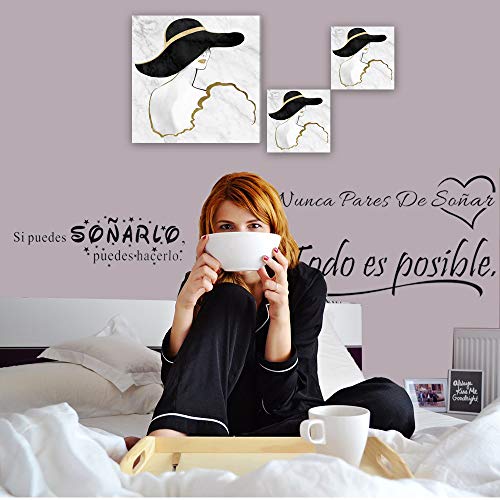 3pcs Pegatinas Pared Vinilos Frases Motivadoras Citas Inspiradoras Español Letras Stickers Adhesivos Negro Decorativos Habitación Dormitorio Salón Oficina Todo es posible