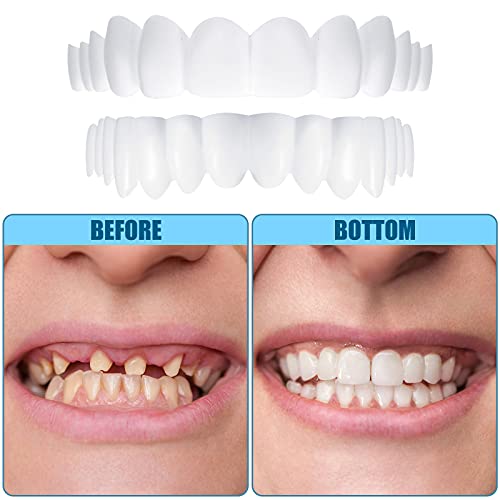 4 Dentaduras Postizas Instantáneas Dentadura Dentada de Sonrisa Dientes Cosméticos Temporales Superior Inferior Aparatos Ortopédicos Kit de Reparación Blanqueamiento Cubierta con Mini Pinzas