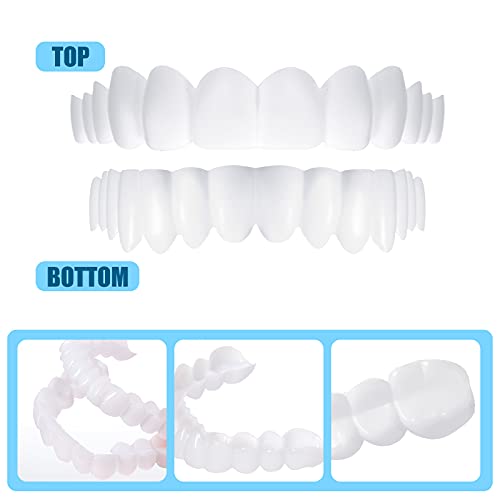 4 Dentaduras Postizas Instantáneas Dentadura Dentada de Sonrisa Dientes Cosméticos Temporales Superior Inferior Aparatos Ortopédicos Kit de Reparación Blanqueamiento Cubierta con Mini Pinzas