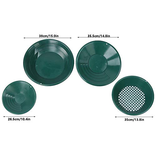 4 Piezas Gold Pan Kit,Batea Buscar Oro de Bandeja de Lavado de Oro Juego de Utensilios para Búsqueda de Oro Herramienta de Lavadora de Oro Tradicional en Minería de Oro aluvial y Exploración de Oro