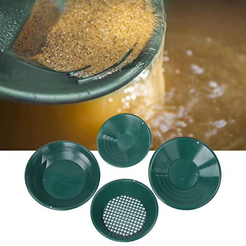 4 Piezas Gold Pan Kit,Batea Buscar Oro de Bandeja de Lavado de Oro Juego de Utensilios para Búsqueda de Oro Herramienta de Lavadora de Oro Tradicional en Minería de Oro aluvial y Exploración de Oro