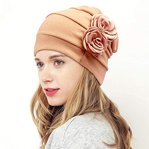 4 Piezas Turbantes para Mujer,Pañuelos Quimioterapia,Gorros Oncologicos para Mujer,Pañuelo Cabeza Mujer,Mujer Pelo Largo Verano Turbante para Mujer Cáncer Pérdida De Pelo Estilo Flor Sombreros