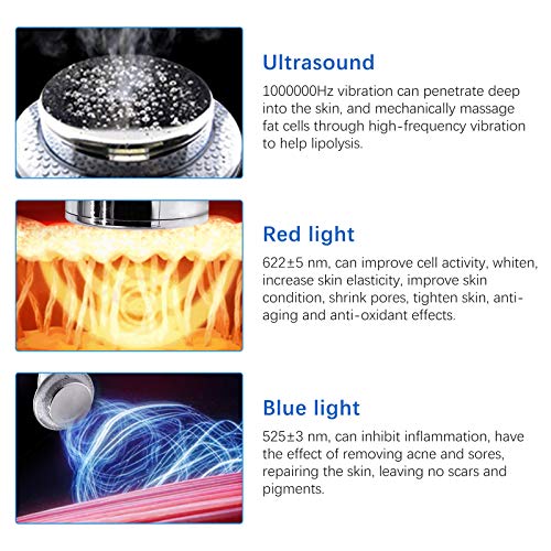 6 en 1 Masajeador de Celulitis, Dispositivo Ultrasónico Masajeador de Ultrasonido EMS LED LED Dispositivo de Reafirmación