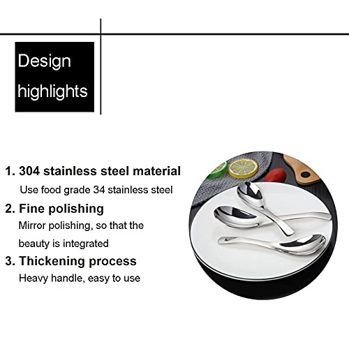 6 Piezas Cucharas de Sopa, Cucharas de Moka, Cucharillas de Café de Acero Inoxidable, Material de Alta Calidad, Apto para Ensaladas, Curry, Postres de Crema y Platos Calientes, 16,7 cm