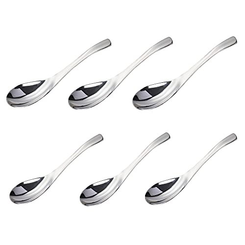 6 Piezas Cucharas de Sopa, Cucharas de Moka, Cucharillas de Café de Acero Inoxidable, Material de Alta Calidad, Apto para Ensaladas, Curry, Postres de Crema y Platos Calientes, 16,7 cm