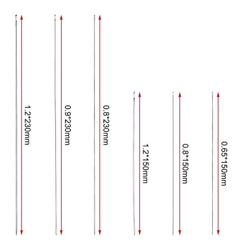 6 Piezas de Aguja de Tapicería Agujas Rectas de Acero Inoxidable Agujas Herramientas de Manualidades de Cuero Sofá, Tamaños Variados