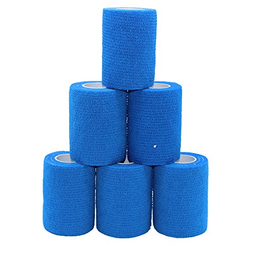 6 Rollos de Cinta de Tobillo Autoadhesiva Para Vendaje, Cinta de Deporte, Cinta Azul Cohesiva, Vendajes Adhesivos, 7,5 cm