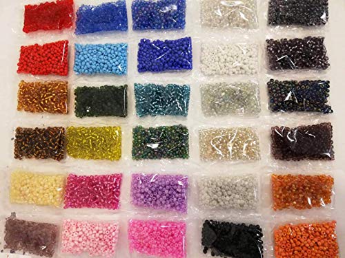 600 g 4 mm 30 Colores Cuentas de Vidrio Rocailles Cuentas de Vidrio Redondo No6, 8000 Piezas Mini Cuenta Seed Beads Z21