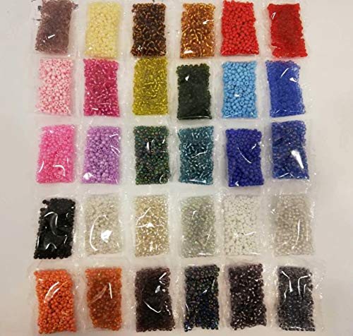 600 g 4 mm 30 Colores Cuentas de Vidrio Rocailles Cuentas de Vidrio Redondo No6, 8000 Piezas Mini Cuenta Seed Beads Z21