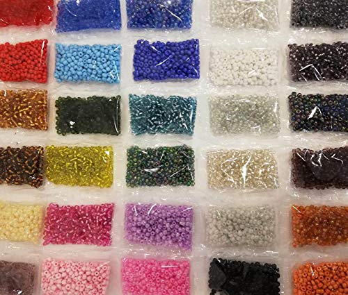 600 g 4 mm 30 Colores Cuentas de Vidrio Rocailles Cuentas de Vidrio Redondo No6, 8000 Piezas Mini Cuenta Seed Beads Z21