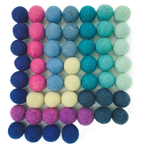 8-Natur Colección Llena de Color de 50 Bolas de Fieltro Laguna Mix de 2,2 cm de Grosor, Hechas de Pura Lana Merino para elaborar guirnaldas, móviles y macetas, o Solo para decoración.