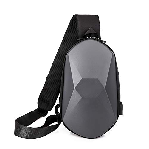 A-hyt Cómodo y conveniente hombres pecho bolsa juventud marea camuflaje duro Shell color sólido USB carga impermeable magnanimous capacidad masculina hombro diagonal bolsa fácil caminata