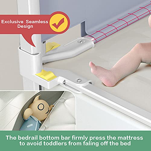 A0KE0U Barrera de seguridad para cama de niños pequeños – Extra larga Twin Full Queen King Size con sistema de seguridad de anclaje reforzado – 150 cm