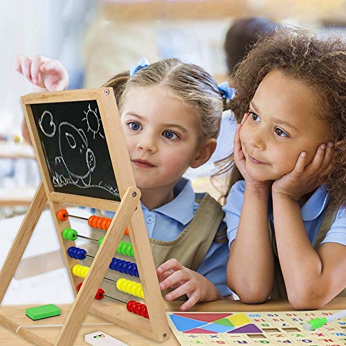 Abacos Para Niños de Madera Juguetes Montessori Juguete De Matemáticas Primaria Pizarra Infantil Doble Lado Letras Magneticas Montessori De Madera Tangram Letras Juguetes Educativos 3 4 5 6 Años