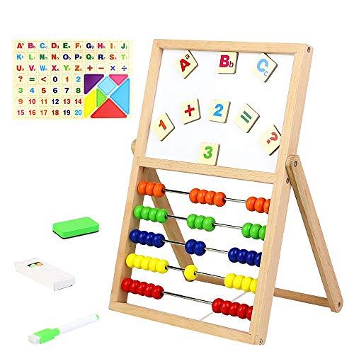 Abacos Para Niños de Madera Juguetes Montessori Juguete De Matemáticas Primaria Pizarra Infantil Doble Lado Letras Magneticas Montessori De Madera Tangram Letras Juguetes Educativos 3 4 5 6 Años