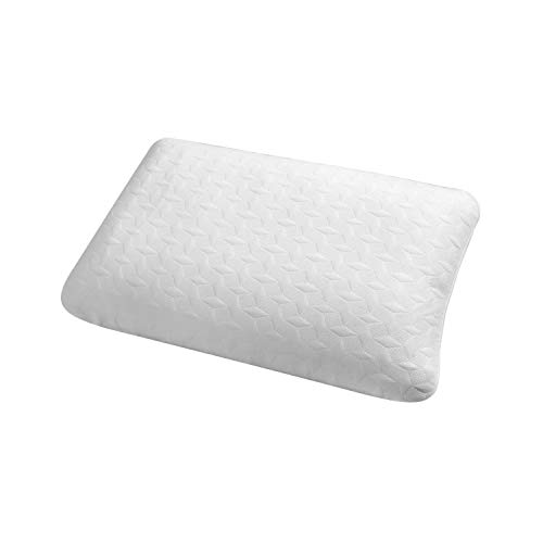 ABAKUHAUS Almohada de Espuma para Dormir de Lado, Relleno Viscoelástico Respirable Terapéutico Anti-Contracturas y Doble Funda de Microfibra 100% Poliéster, 50 cm de Ancho x 75 cm de Largo, Blanco