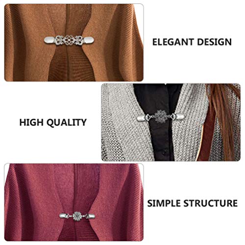 ABOOFAN 5 Piezas Cárdigan Broche Pin Rústico Flor Patrón Cuello Camisa Pico de Pato Conector Clips Ropa Suéter Solapa Pin para Mujer Damas