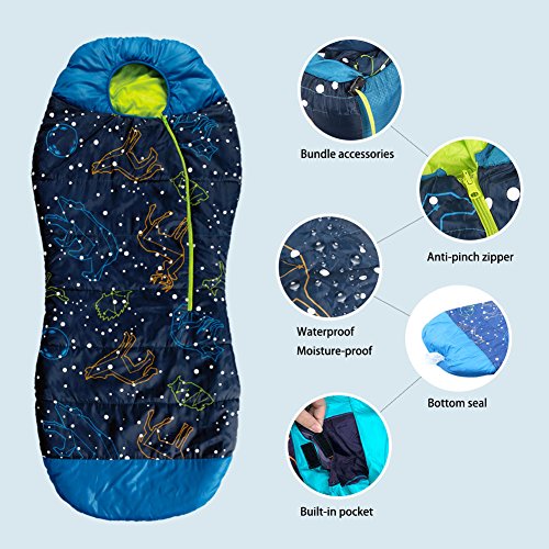 AceCamp Saco de dormir para Unisex Aduultos para interior y exterior [Brilla en la oscuridad] [Azul -180 cm]