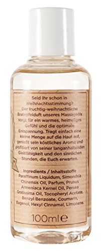 Aceite de masaje erótico con fragancia navideña a los afrodisíacos canela y manzana (100ml) para masaje corporal, sexo, masaje de pareja y masaje íntimo (100ml)