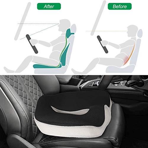 A+cojín de asiento de espuma viscoelástica ortopédica seleccionado – Cojín para silla de oficina para coxis ciática hemorroide coxis, alivio del dolor lumbar – ideal para reclinar, oficina, coche