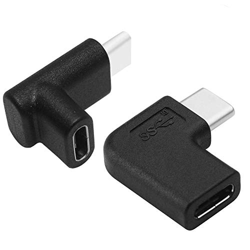 Adaptador de 90 grados USB C tipo C macho a hembra, AFUNTA derecho e izquierdo y hacia arriba y hacia abajo Ángulo de 90 grados USB-C USB 3.1 Tipo C Adaptador de extensión macho a hembra