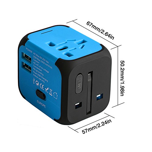 Adaptador Enchufe de Viaje Universal Dos Puertos USB para US EU AU de 150 Países