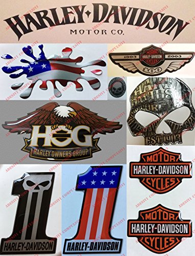 Adhesivos resinados con el emblema/logotipo de Harley Davidson, logotipo clásico con calavera, par de pegatinas resinadas con efecto 3D.Para depósito o casco.