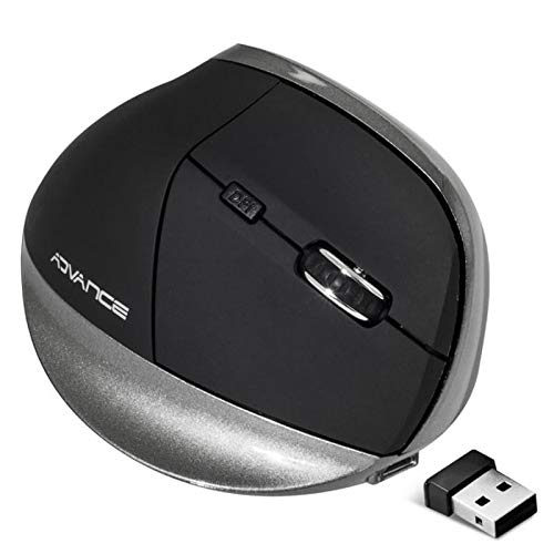 ADVANCE - Ratón VERTICAL + INALÁMBRICO - Vertical - USB - 2400 DPI - 6 botones y una rueda de desplazamiento - Prevención contra el Ratón y los Síndromes de Epicondilitis