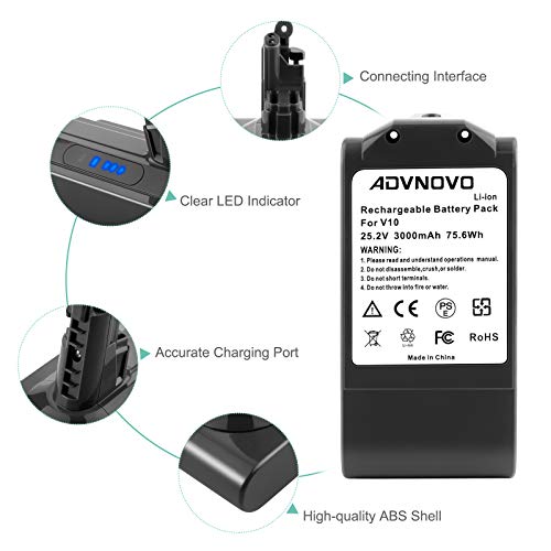 ADVNOVO 25.2V 3.0Ah SV12 Bateria de Repuesto para Dyson v10 Bateria Recargable para Dyson V10 Absolute V10 Animal V10 Motorhead V10 Total Clean V10 Cyclone Bateria V10 Aspiradora inalámbrica