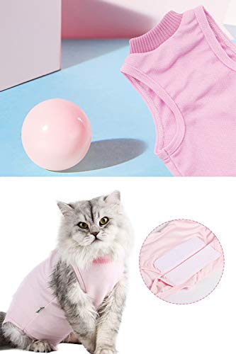 AEITPET Traje de recuperación Profesional para Gatos, Gata Camiseta de recuperación, heridas Abdominales Profesional para heridas, de recuperación quirúrgica Ropa Chaleco de pequeños Gatos (M, Rosado)