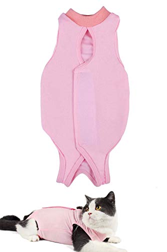 AEITPET Traje de recuperación Profesional para Gatos, Gata Camiseta de recuperación, heridas Abdominales Profesional para heridas, de recuperación quirúrgica Ropa Chaleco de pequeños Gatos (M, Rosado)